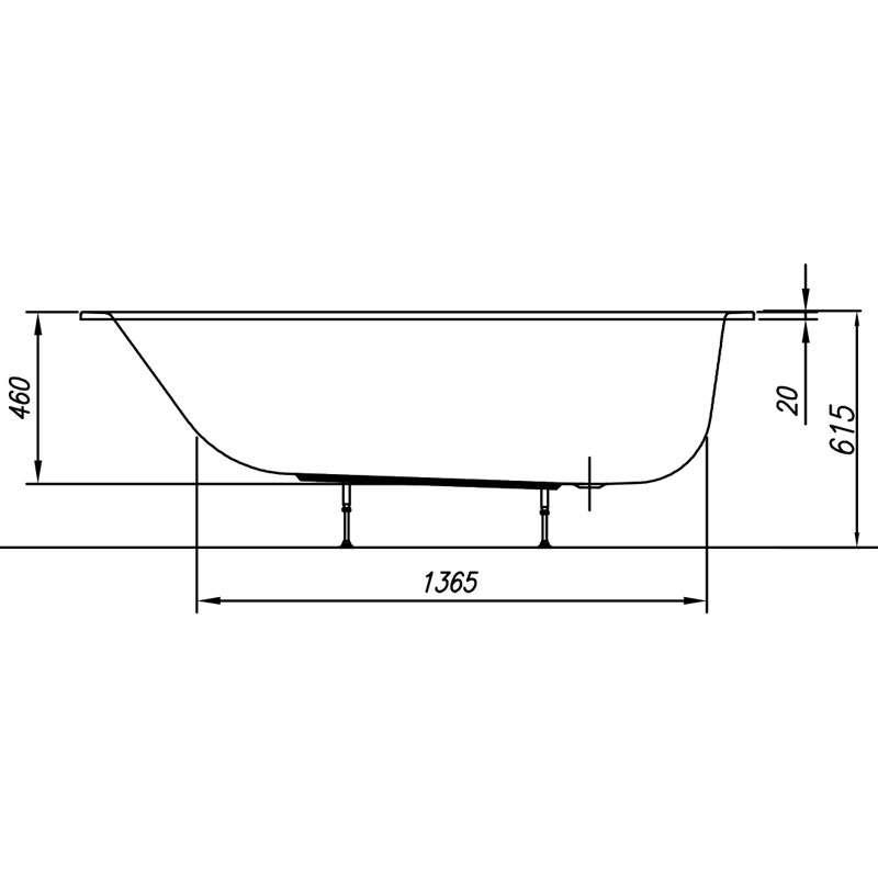 Cada dreptunghiulara slim, Kolpasan, Betty E2, 180 x 80 cm, alb 