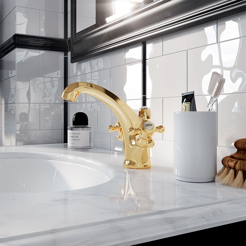 Baterie lavoar, Kludi, Adlon, 1926, placat cu aur 23 kt