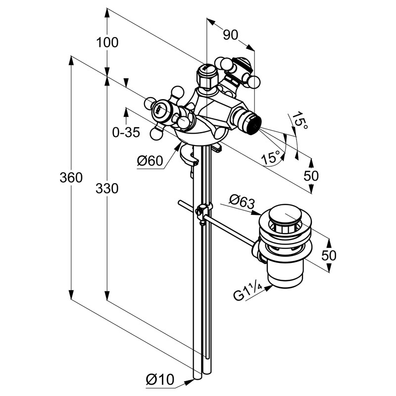 Baterie bideu, Kludi, Adlon, 1926, placat cu aur 23 kt