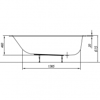 Cada dreptunghiulara slim, Kolpasan, Betty E2, 180 x 80 cm, alb 