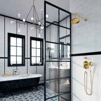 Baterie incastrata termostatata, Kludi, Adlon, 1926, placat cu aur 23 kt