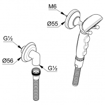 Set de dus, Kludi, Adlon, 1926, cu para de dus si furtun, placat cu aur 23 kt