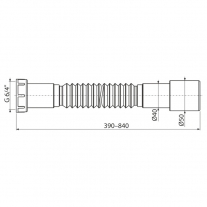 Sifon pentru chiuveta, Alcadrain, flexibil, cu piulita, 6/4 toli x 40/60