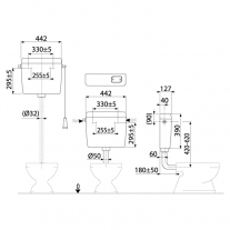 Rezervor WC, Alcadrain, Alca UNI START/STOP, cu actionare simpla, alb