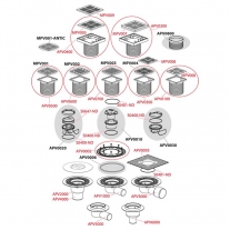 Sifon de pardoseala cu iesire laterala, Alcadrain, gratar din otel inoxidabil, 105x105/50 mm