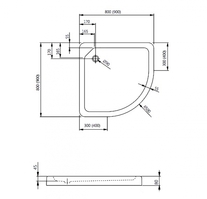 Cadita de dus semirotunda, slim, 80 x 80 cm, Standard 