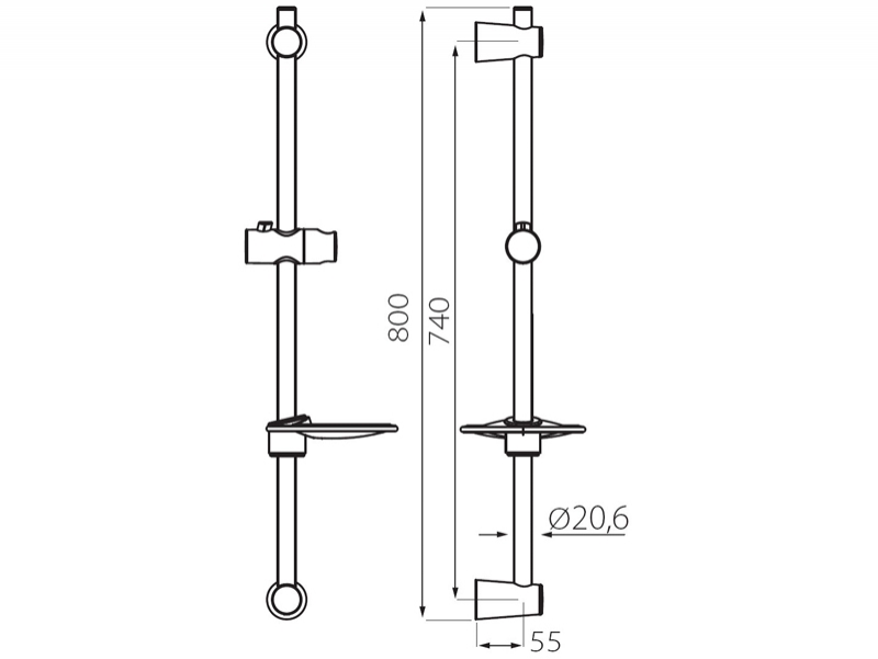 Set de dus Ferro, Soleno, cu bara reglabila, crom