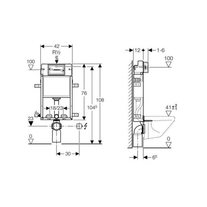 Rama Geberit, Kombifix, pentru WC suspendat, 108 cm, cu rezervor incastrat Delta 12 cm