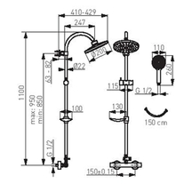 Coloana dus cu termostat Ferro, Trinity, dus fix si mobil, crom