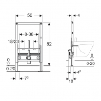 Rama Geberit, Duofix, pentru bideu suspendat, 82 cm, universal