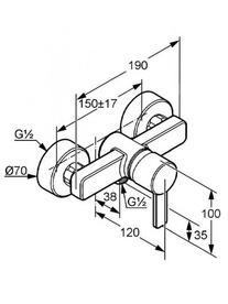 Baterie dus Kludi, Zenta, crom