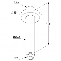 Brat de dus cu montaj pe tavan, Kludi, A-QA, crom