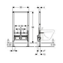 Rama Geberit, Duofix, pentru bideu suspendat, 98 cm, universal