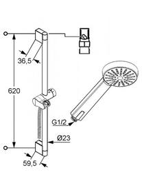 Set dus Kludi, A-QA, cu bara de 60 cm, crom