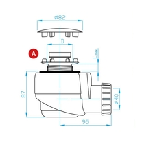 Sifon Plastbrno, pentru cadita 50, capac inox, flansa DN40