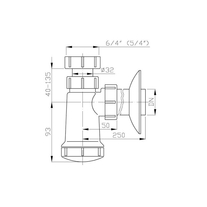 Sifon Plast Brno, pentru lavoar, din plastic, cu flansa 5/4