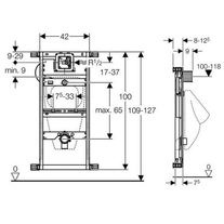 Rama Geberit, Kombifix, pentru pisoar, 109 - 127 cm, universal