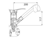 Baterie bucatarie Ferro, Padwa, cu dus extractibil, crom
