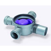 Corp sifon Kessel, Superplat SYSTEM 100, cu 3 racorduri laterale Ø40 si evacuare laterala Ø50, cu trecere