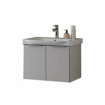 Set mobilier suspendat si lavoar Kolpasan, Lana, 65 cm, gri deschis