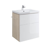 Mobilier Cersanit, Smart, suspendat, pentru lavoar, cu doua sertare, 60 cm, alb