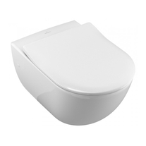 Set vas WC suspendat Villeroy & Boch, Avento, direct flush, cu capac slim, soft close, quick release, alb