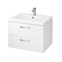 Set mobilier suspendat si lavoar Cersanit, Lara, cu doua sertare, 60 x 45 cm, alb