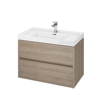 Mobilier suspendat Cersanit, Crea, cu doua sertare, 80 cm, stejar