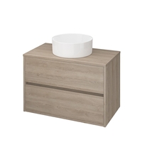 Mobilier suspendat Cersanit, Crea, pentru lavoar pe blat, 80 cm, stejar