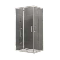 Cabina de dus Sanswiss, Ocelia, patrata, 80 x 80 cm, cu acces pe colt, crom lucios
