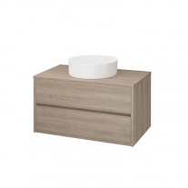 Mobilier suspendat Cersanit, Crea, pentru lavoar pe blat, 100 cm, stejar mat