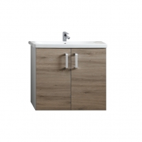 Set mobilier suspendat si lavoar Kolpasan, Evelin, 80 cm, stejar gri