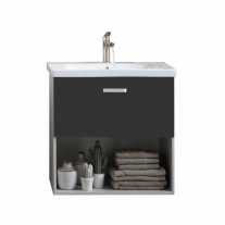 Set mobilier suspendat si lavoar Kolpasan, Evelin, 65 cm, gri antracit