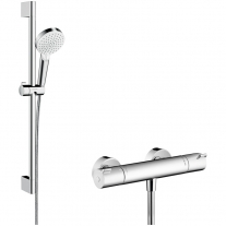Set de dus cu bara de dus 65 cm, Hansgrohe, Crometta, baterie de dus Ecostat 1001 CL, crom