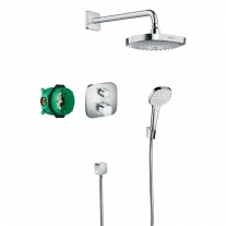 CROMA SELECT E DESIGN SHOWER SET / ECOSTAT E, CROM, SET DUS CU CAP DUS FIX, BRAT DUS, FURTUN, PARA DUS 1S, PARTE INCASTRATA, PARTE APARENTA, 27294000