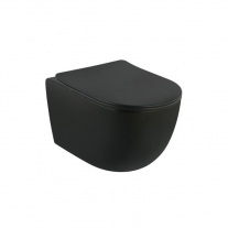 Set vas WC suspendat, Fluminia, Minerva, cu capac quick release si soft close, negru