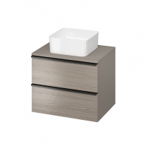 Mobilier suspendat Cersanit, Virgo 60, cu manere negre, pentru lavoar pe blat, gri stejar