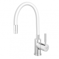 Baterie de bucatarie, Ferro, Zumba, cu pipa flexibila alba