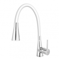 Baterie de bucatarie, Ferro, Zumba II, cu pipa flexibila, alb