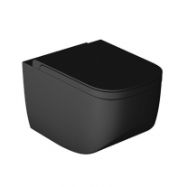 Set vas WC suspendat Hatria, Next, cu capac, rimless, negru mat