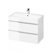Mobilier suspendat Cersanit, Virgo 80, cu manere cromate, pentru lavoar incastrabil, alb