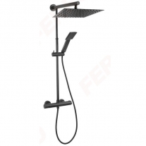 Coloana de dus Ferro, Trevi Square Black, cu baterie dus termostatata, negru mat