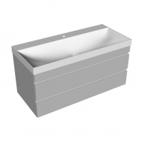 Set mobilier suspendat si lavoar, Kolpasan, Naomi, 100 cm, dark concrete
