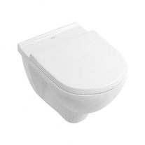 Set vas WC suspendat Villeroy & Boch, O.Novo, direct flush, cu capac soft close si quick release, alb